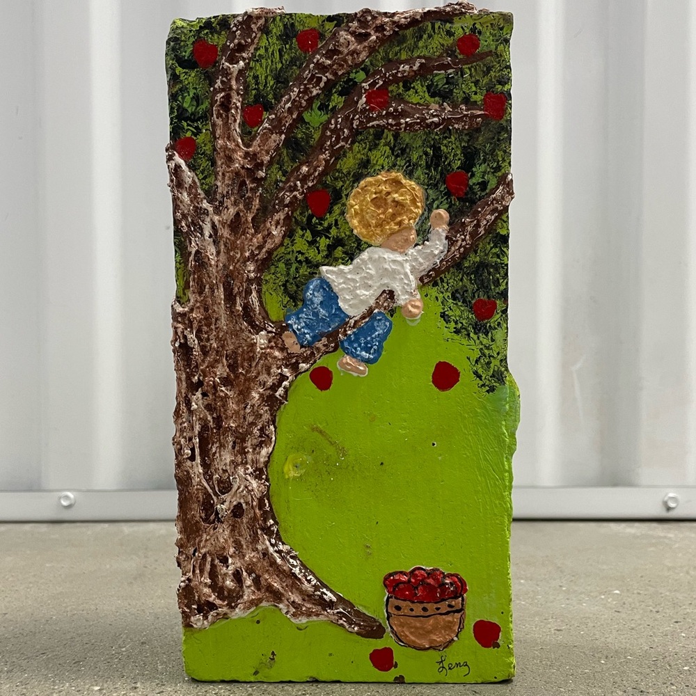 100 year old Hand Painted brick from greenfield village original sidewalk 1928